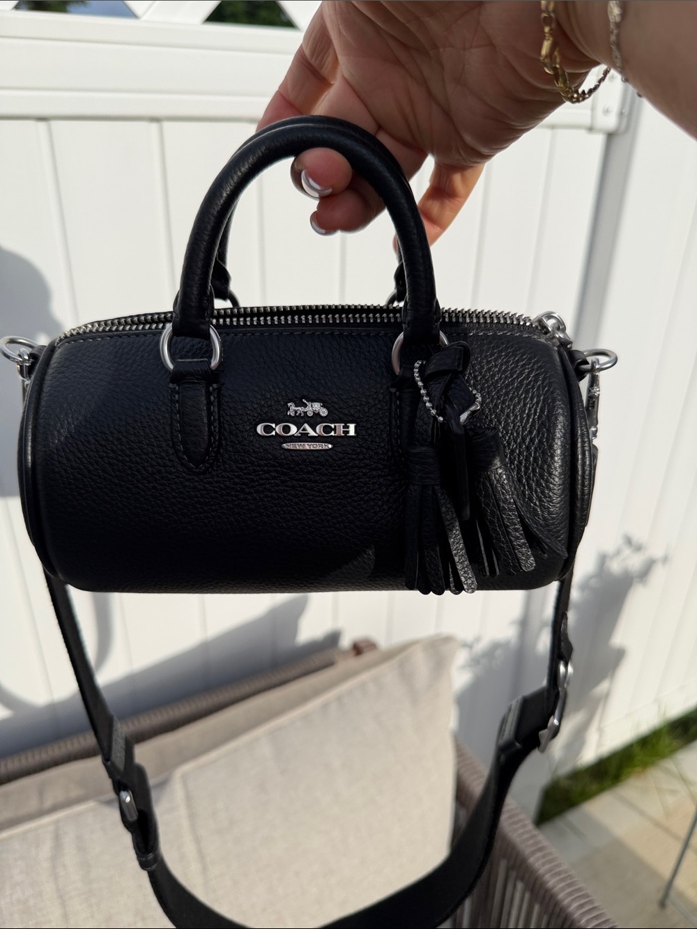 Coach Black Pebbled Leather Crossbody Barrel bag - Picture 9 of 9